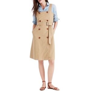 Madewell Size 0 Trench Pinafore Khaki Wrap Dress Pockets Accademia Classic Prep